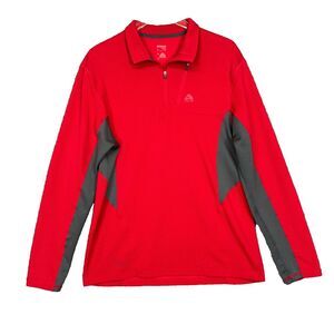 Nike ACG Shirt Mens Large Red‎ Grey 1/4 Zip Pullover Dri-Fit Thermal Waffle Knit